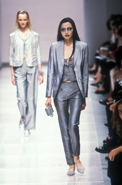 Giorgio Armani Spring Summer grey abstract print silk top