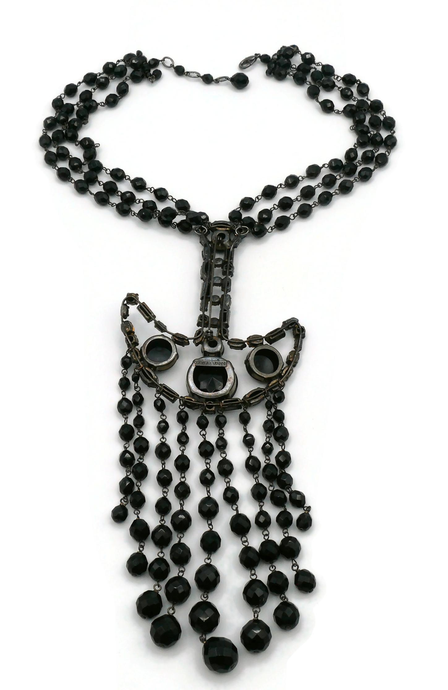 Giorgio Armani - Collier de jais noir à énoncés en vente 8