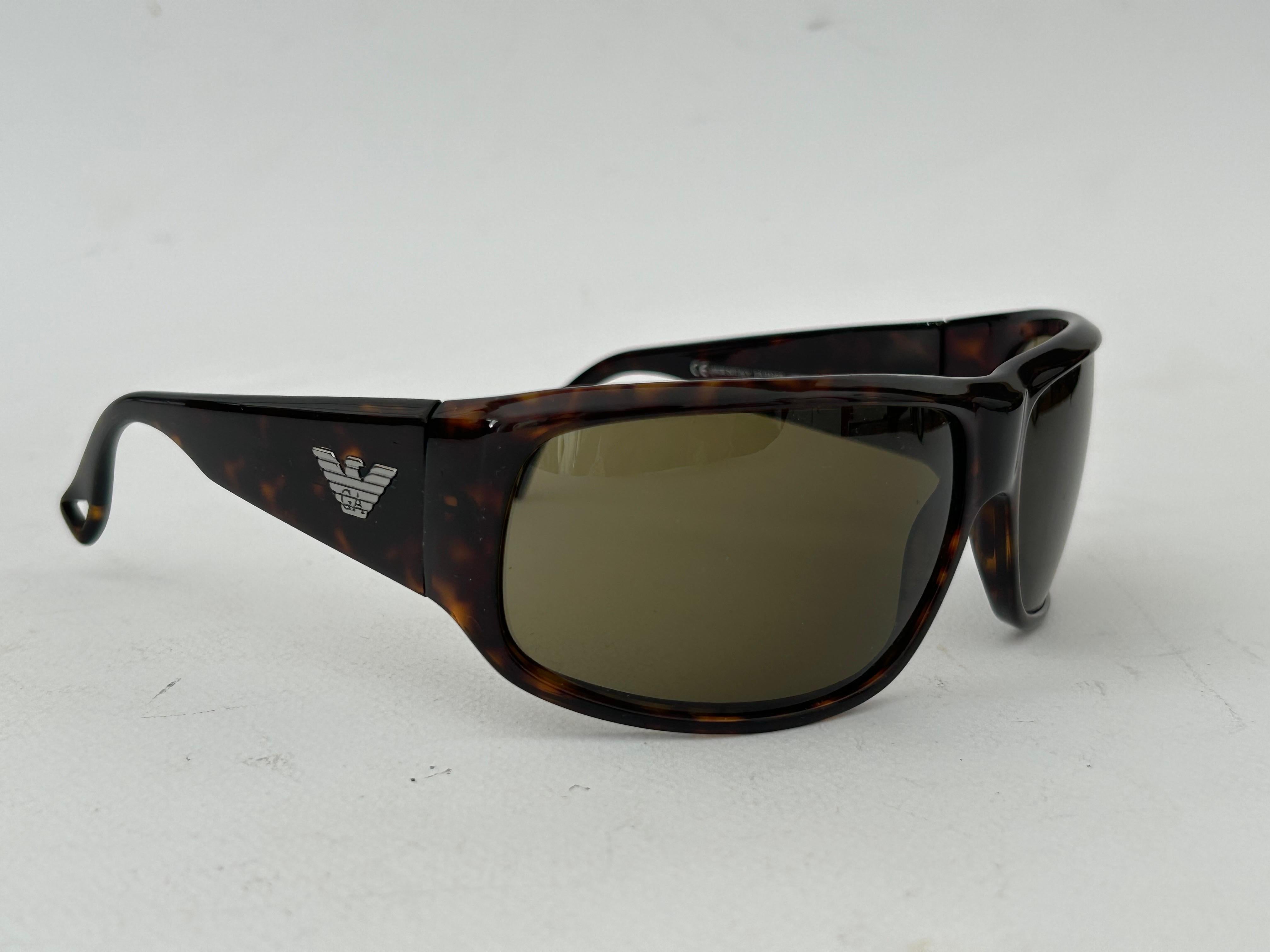 Giorgio Armani Sunglasses Brown Tortoise Mask Vintage 80s For Sale 1