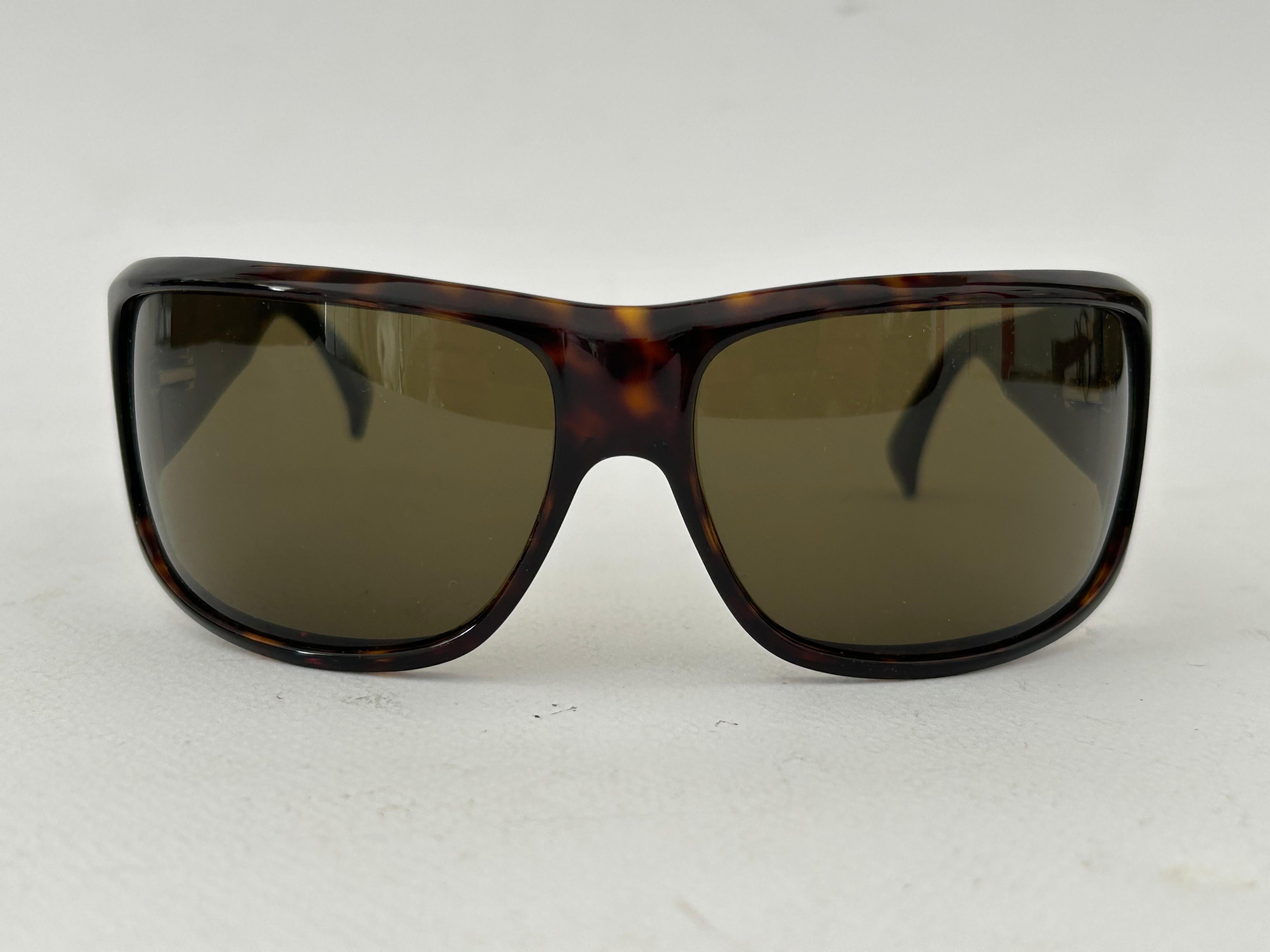 Giorgio Armani Sunglasses Brown Tortoise Mask Vintage 80s For Sale 2
