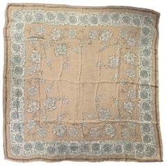 GIORGIO ARMANI Tan Blau Floral Seidenschal Schal