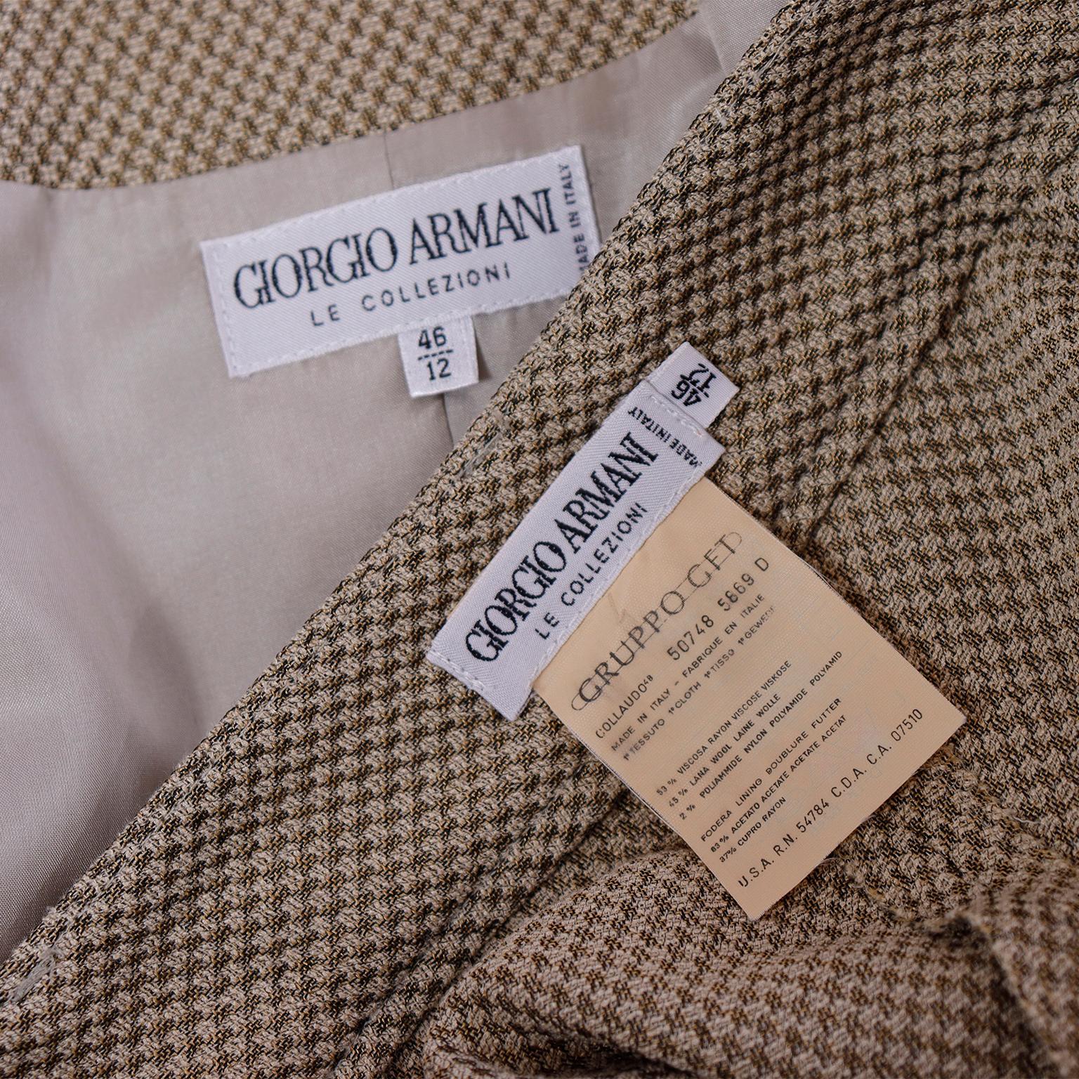 Giorgio Armani Tan Check Wool Vintage 2pc Jacket and Trousers Suit 6