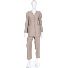 Giorgio Armani Tan Check Wool Vintage 2pc Jacket and Trousers Suit