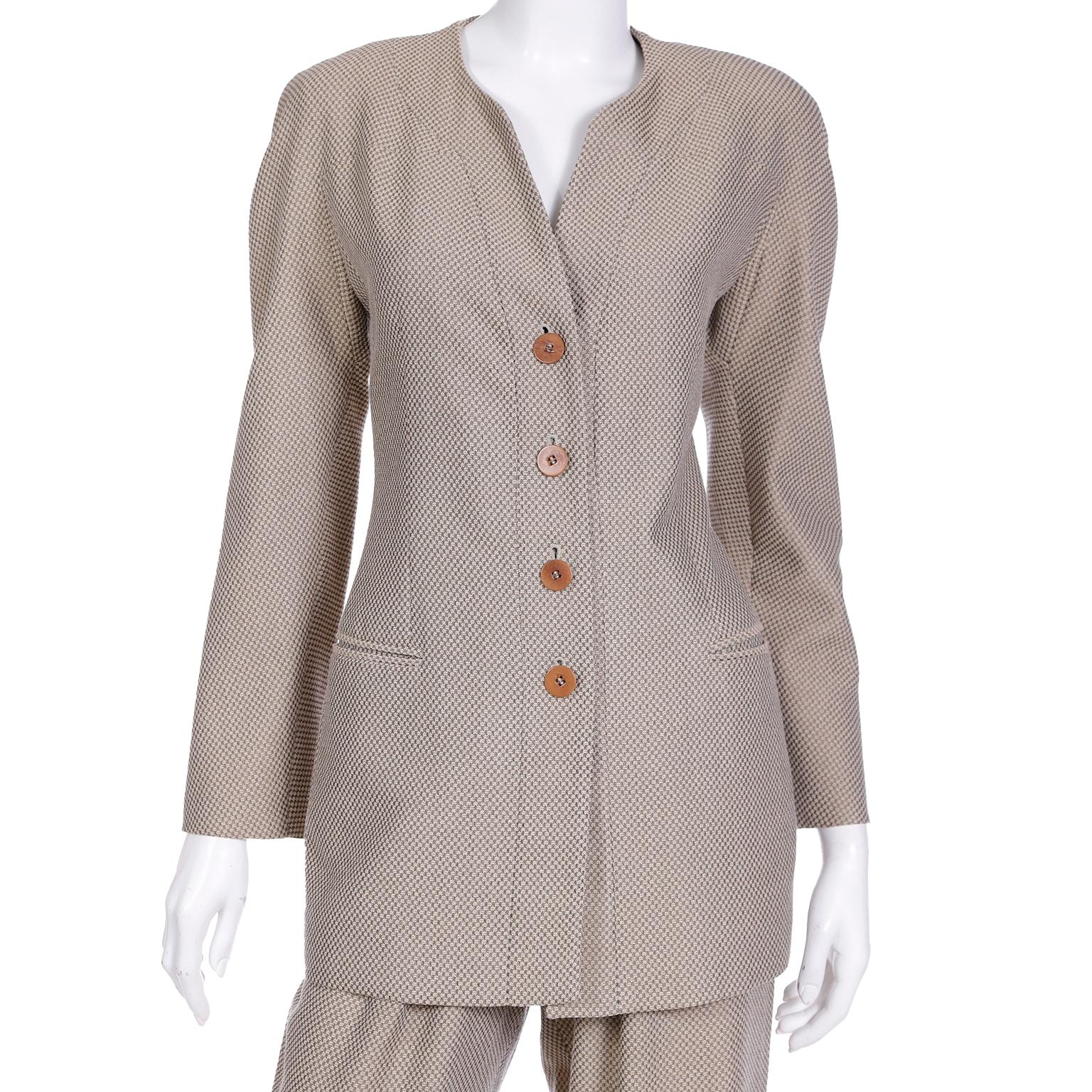 Giorgio Armani Tan Check Wool Vintage 2pc Jacket and Trousers Suit 2