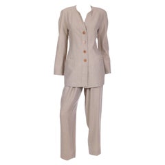 Giorgio Armani Tan Check Wool Vintage 2pc Jacket and Trousers Suit