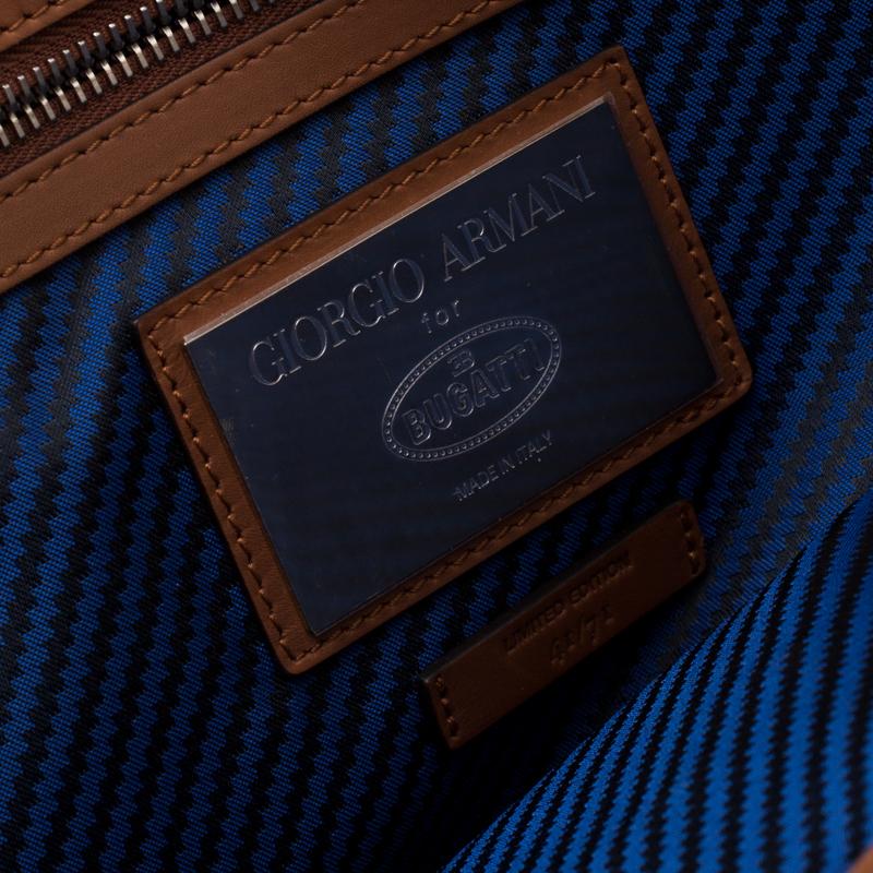 Giorgio Armani Tan Leather Bugatti Limited Edition 41/71 Document Holder In Good Condition In Dubai, Al Qouz 2