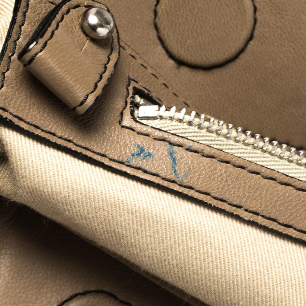 Giorgio Armani Taupe Leather Pleated Top Handle Bag For Sale 3