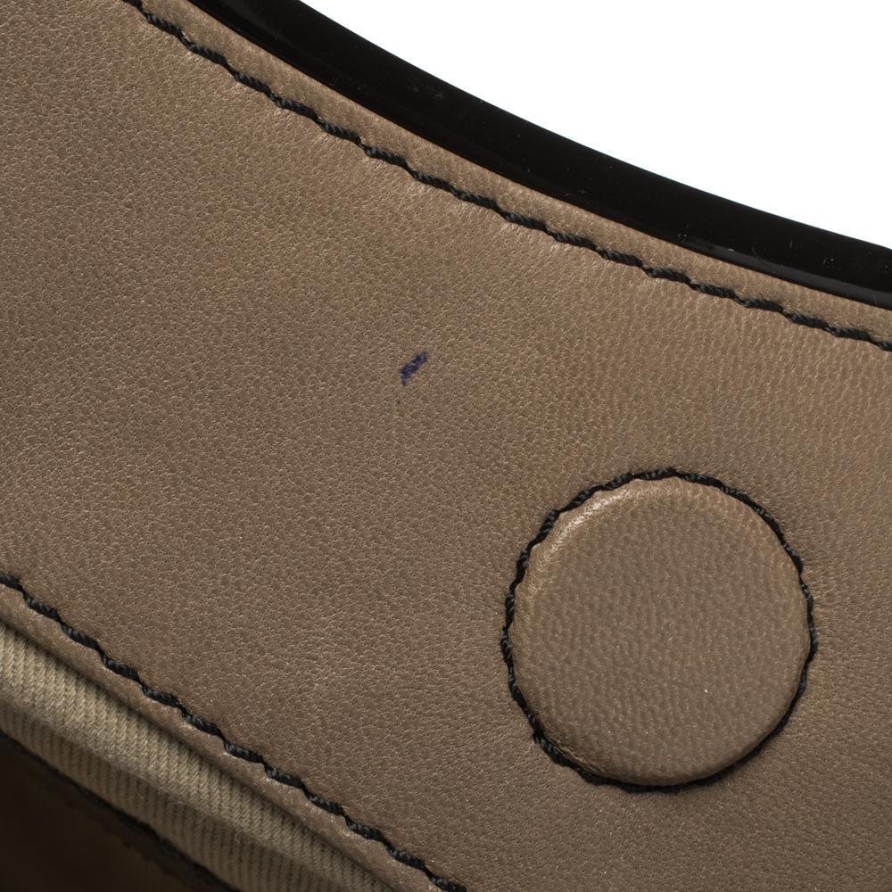 Giorgio Armani Taupe Leather Pleated Top Handle Bag For Sale 4
