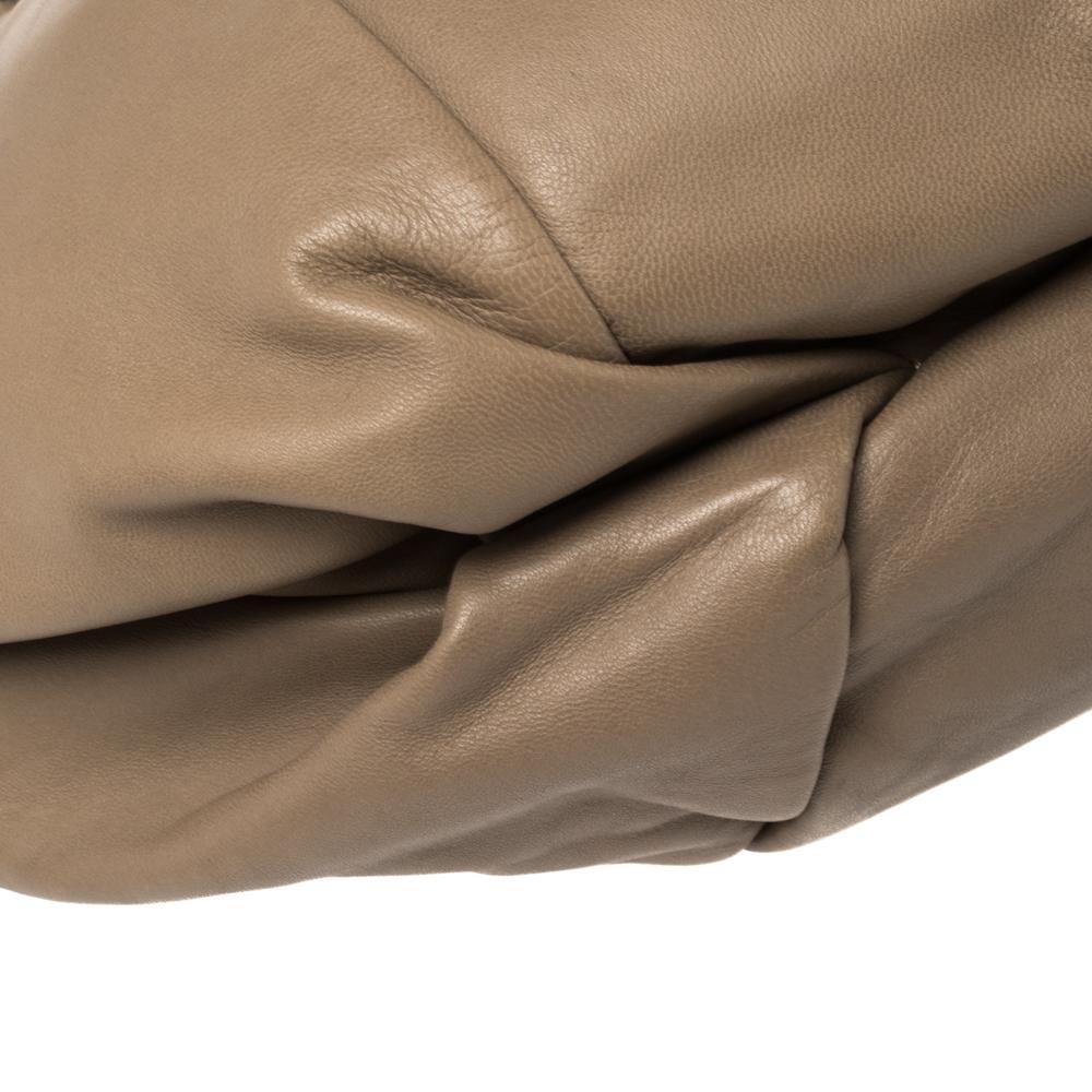 Giorgio Armani Taupe Leather Pleated Top Handle Bag For Sale 5