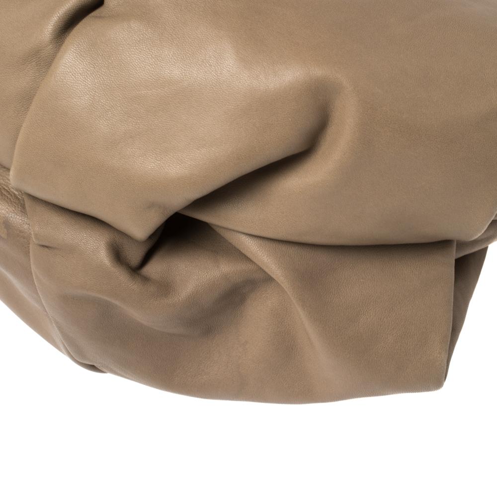 Giorgio Armani Taupe Leather Pleated Top Handle Bag For Sale 1