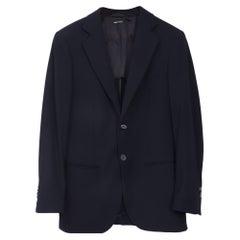 Blazer Giorgio Armani à simple boutonnage en laine bleu marine texturée