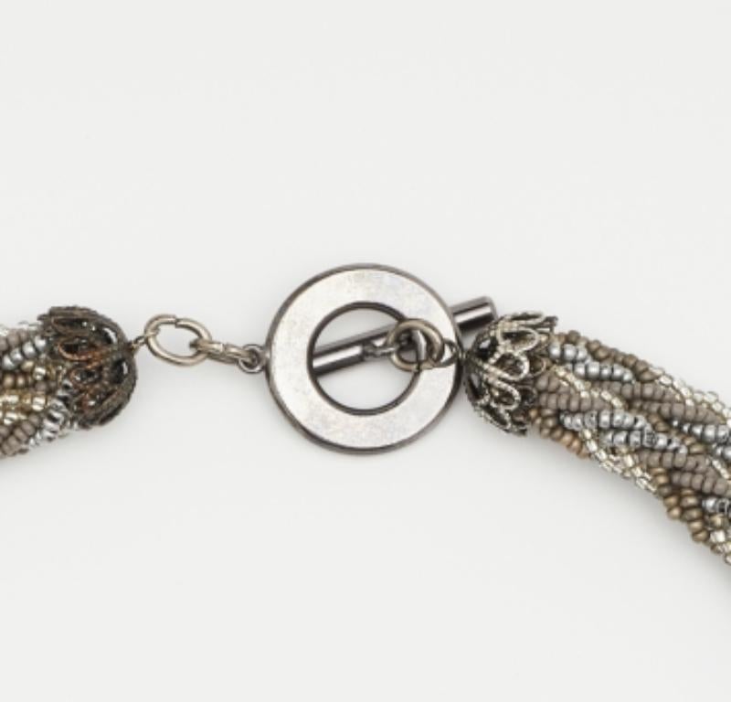 Giorgio Armani Three Tone Bead & Mesh Toggle Necklace In Good Condition For Sale In Dubai, Al Qouz 2