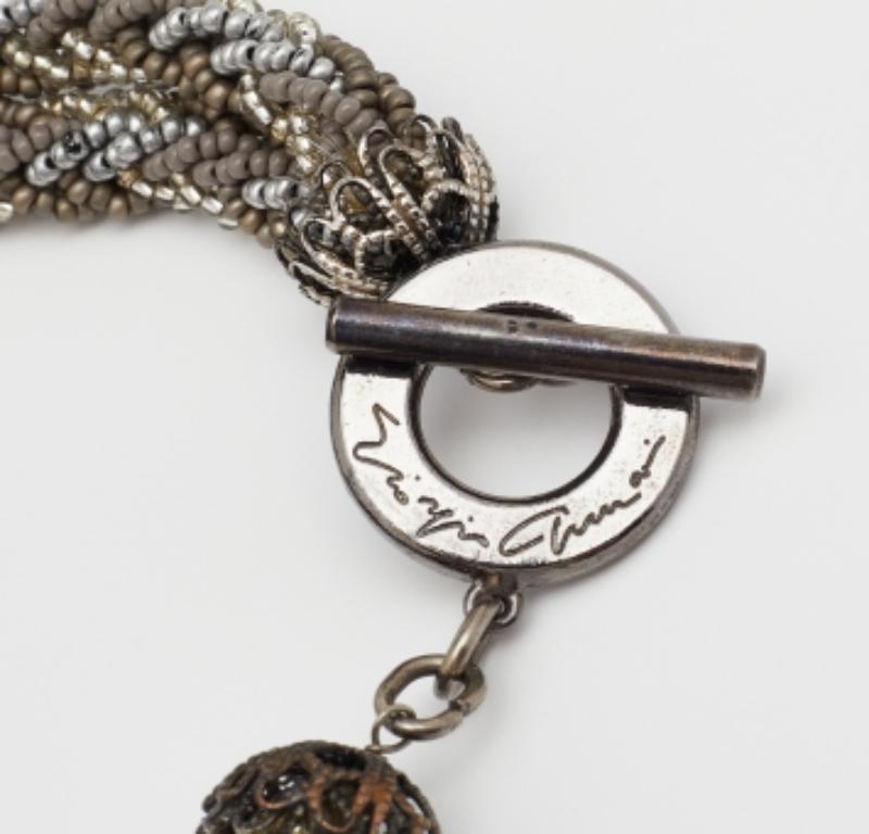 Women's Giorgio Armani Three Tone Bead & Mesh Toggle Necklace For Sale