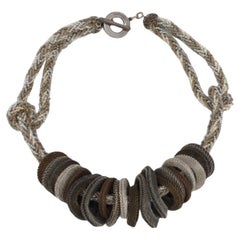 Giorgio Armani Three Tone Bead & Mesh Toggle Necklace