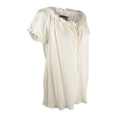 Giorgio Armani Top Winter White Silk Ruffles 46 NWT