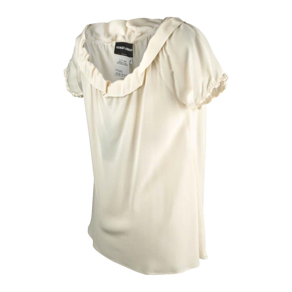 Giorgio Armani Top Winter White Silk Ruffles 46 NWT 1