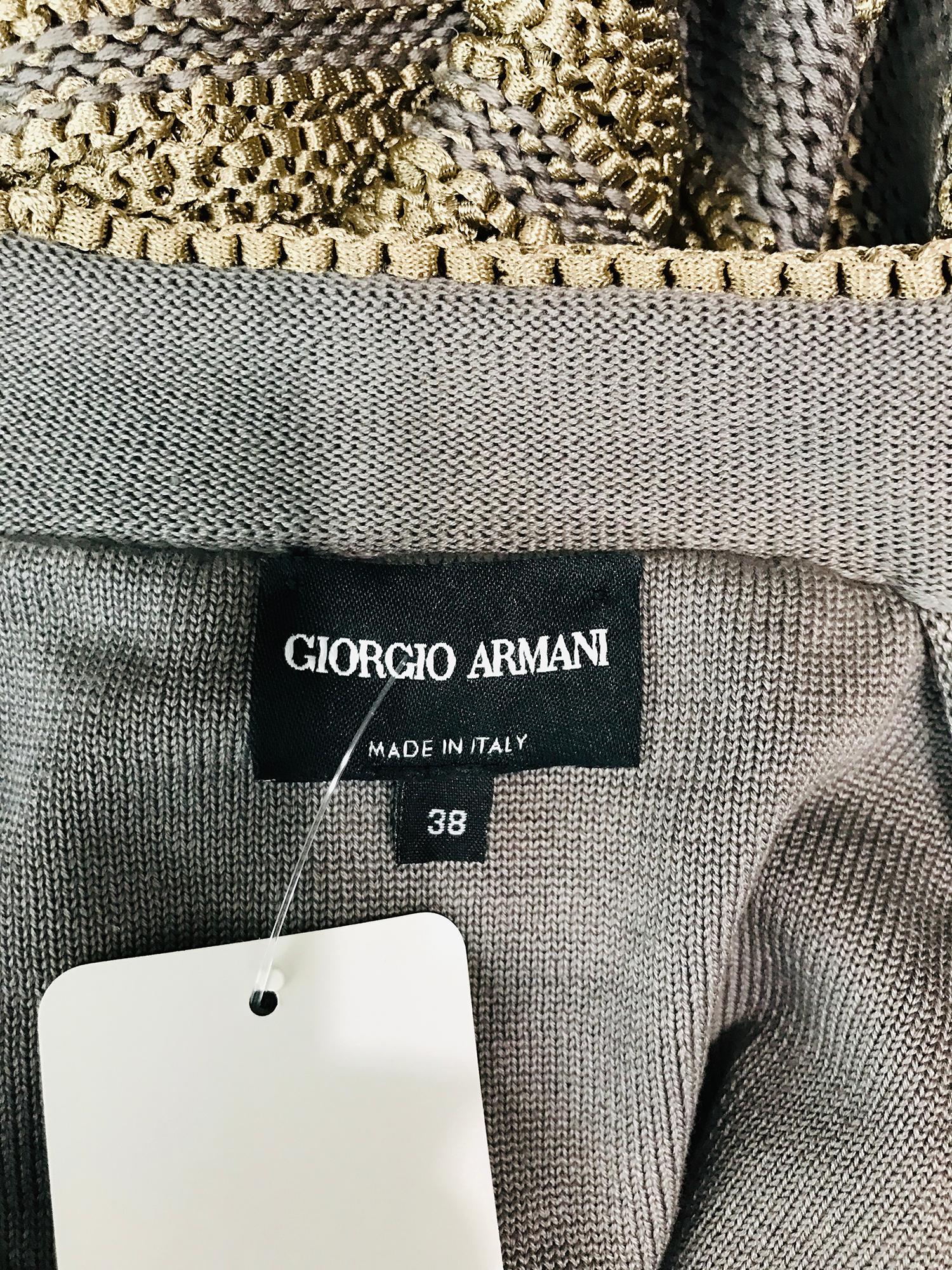 Giorgio Armani Two Tone Knit Gored Swing Sweater Taupe & Grey 7