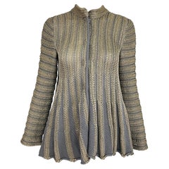 Giorgio Armani Two Tone Knit Gored Swing Sweater Taupe & Grey
