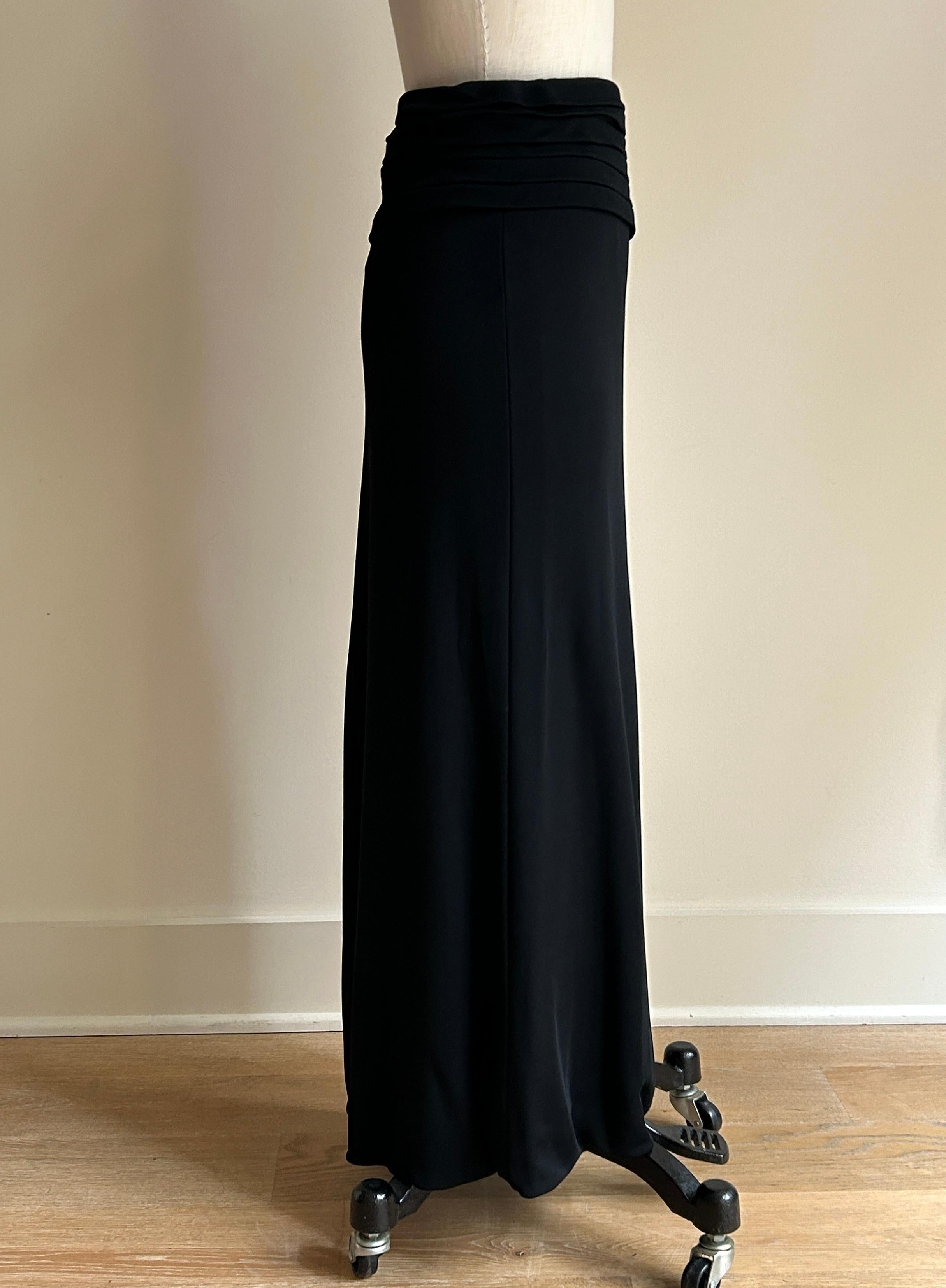 Giorgio Armani Unworn 1990s Black Midi Skirt with Pleat Detail at Waist In New Condition For Sale In San Francisco, CA