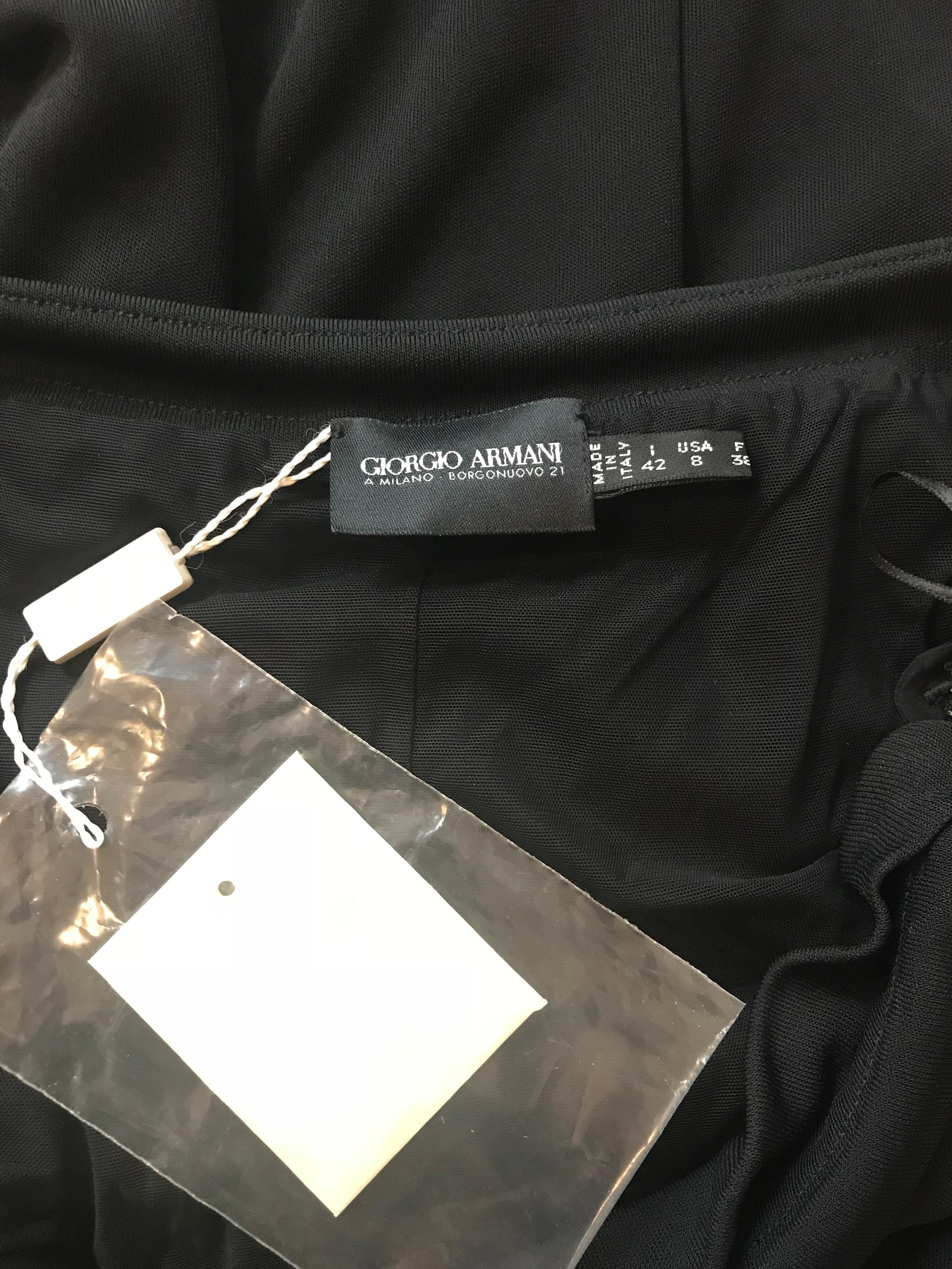 Giorgio Armani Unworn 1990s Black Midi Skirt with Pleat Detail at Waist For Sale 3
