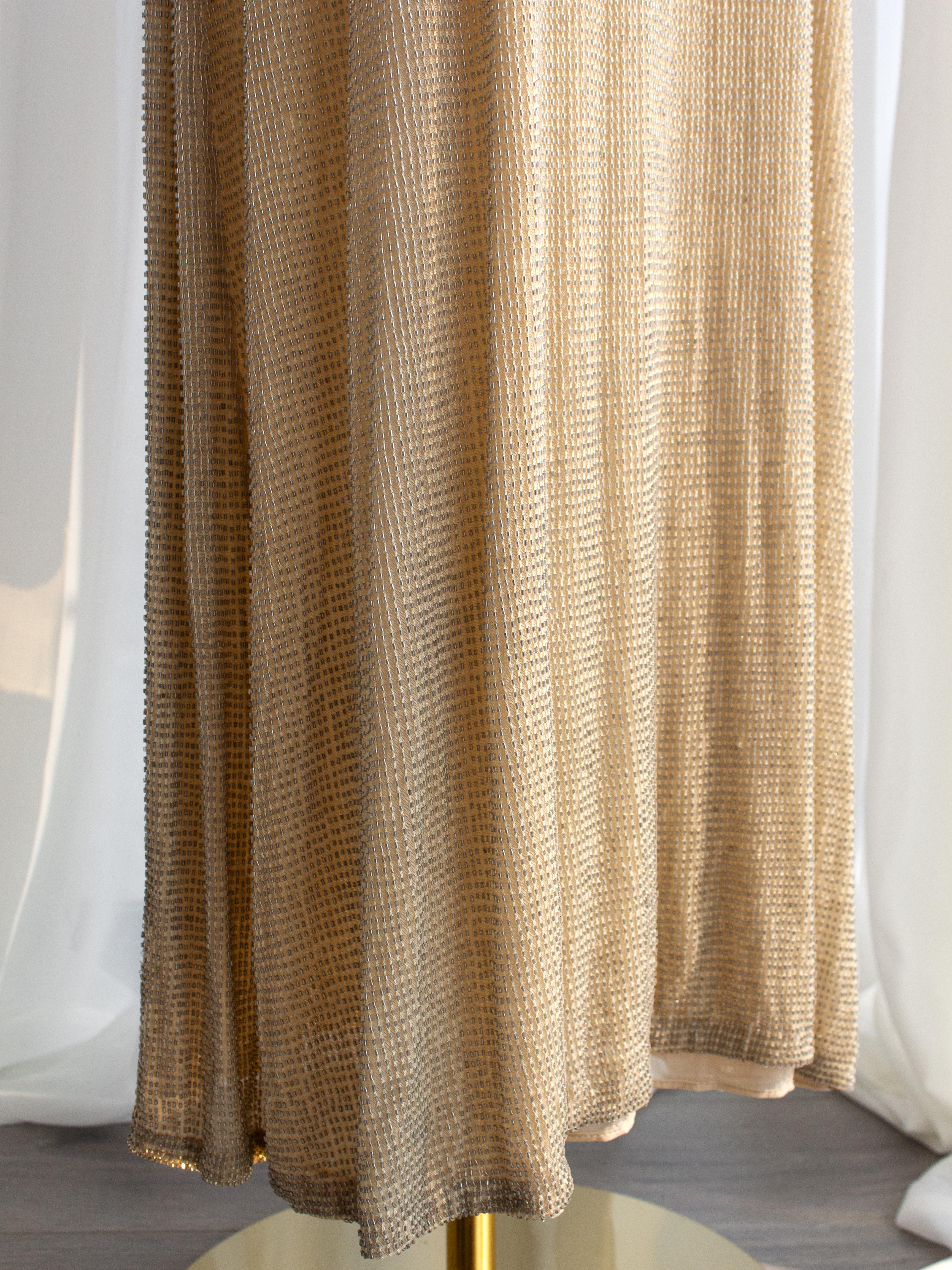 Giorgio Armani Vintage 1990s Beige Beaded Embellished Maxi Gown Dress 3