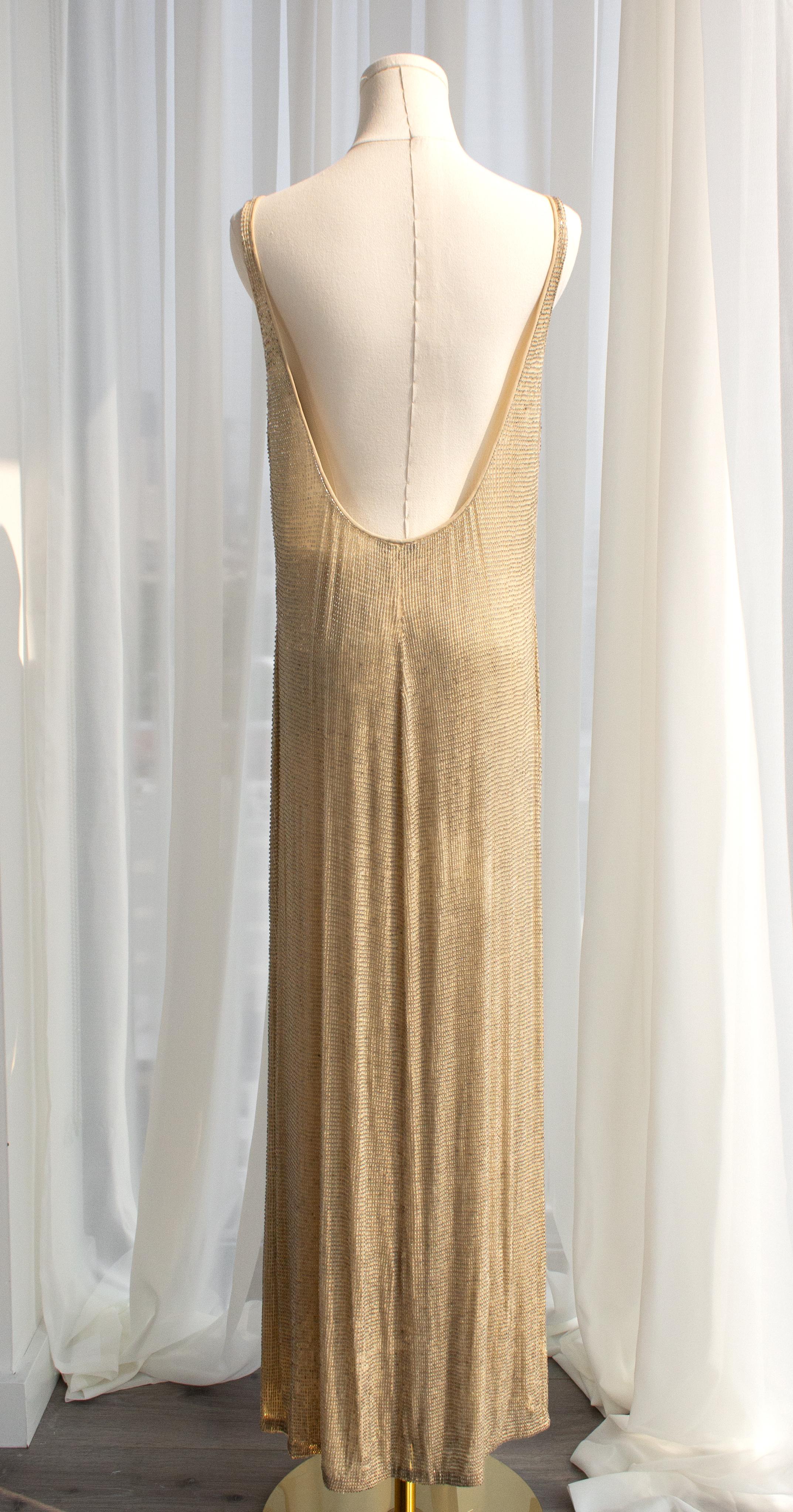 Giorgio Armani Vintage 1990s Beige Beaded Embellished Maxi Gown Dress 4