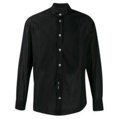 Giorgio Armani Vintage black 90s shirt with mandarin collar