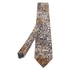 Giorgio Armani Vintage Black Printed Silk Traditional Tie Giorgio Armani Vintage Black Printed Silk Traditional Tie