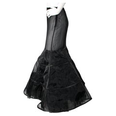 Giorgio Armani Vintage Black Silk Tulle Mermaid Skirt