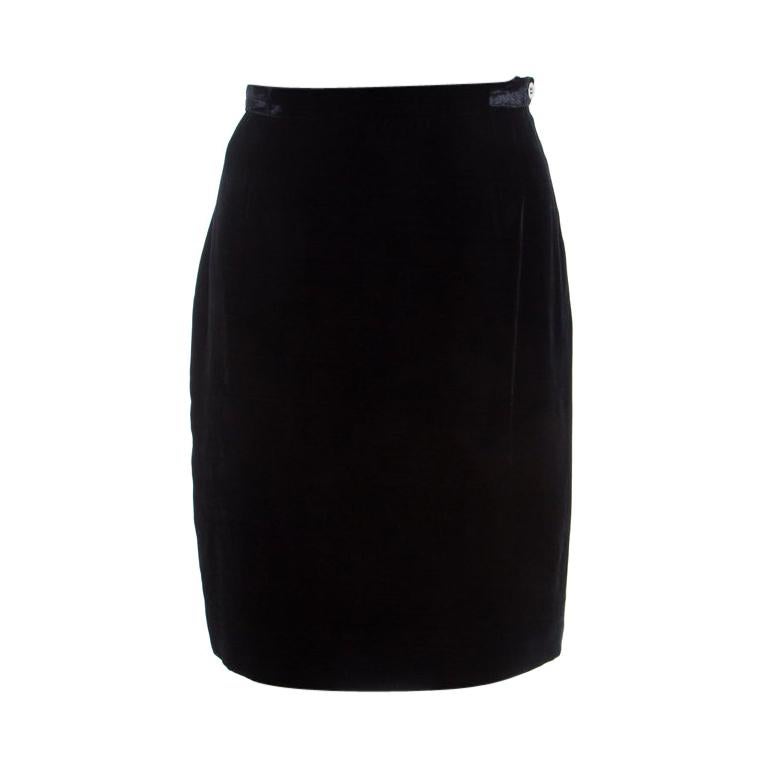 Giorgio Armani Vintage Black Velvet Pencil Skirt M