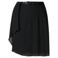 Giorgio Armani Vintage black viscose mini 2000s bell skirt