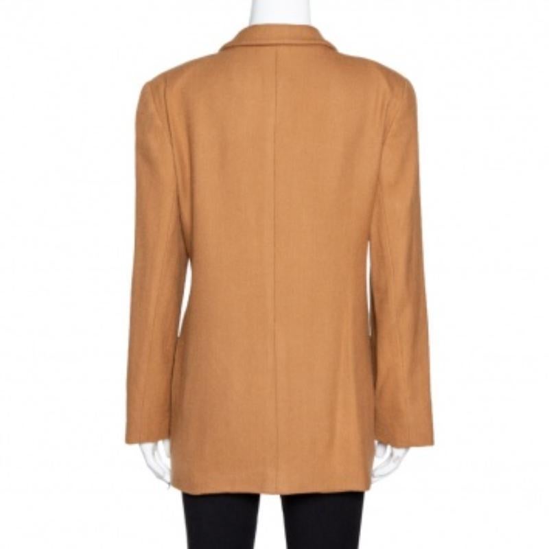 Giorgio Armani Vintage Brown Herringbone Wool Blazer M Marrón en venta
