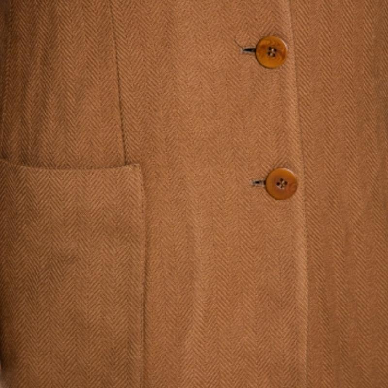 De las mujeres Giorgio Armani Vintage Brown Herringbone Wool Blazer M en venta