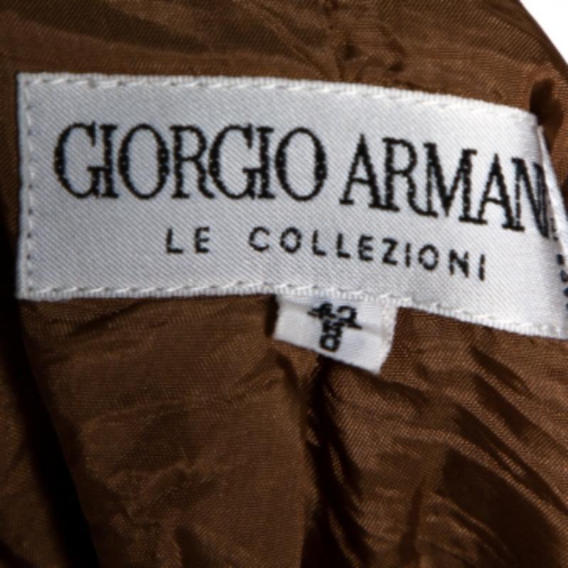 Giorgio Armani Vintage Brown Herringbone Wool Blazer M en venta 1