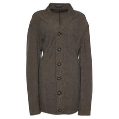 Giorgio Armani Vintage Brown Patterned Wool Button Front Cardigan XL