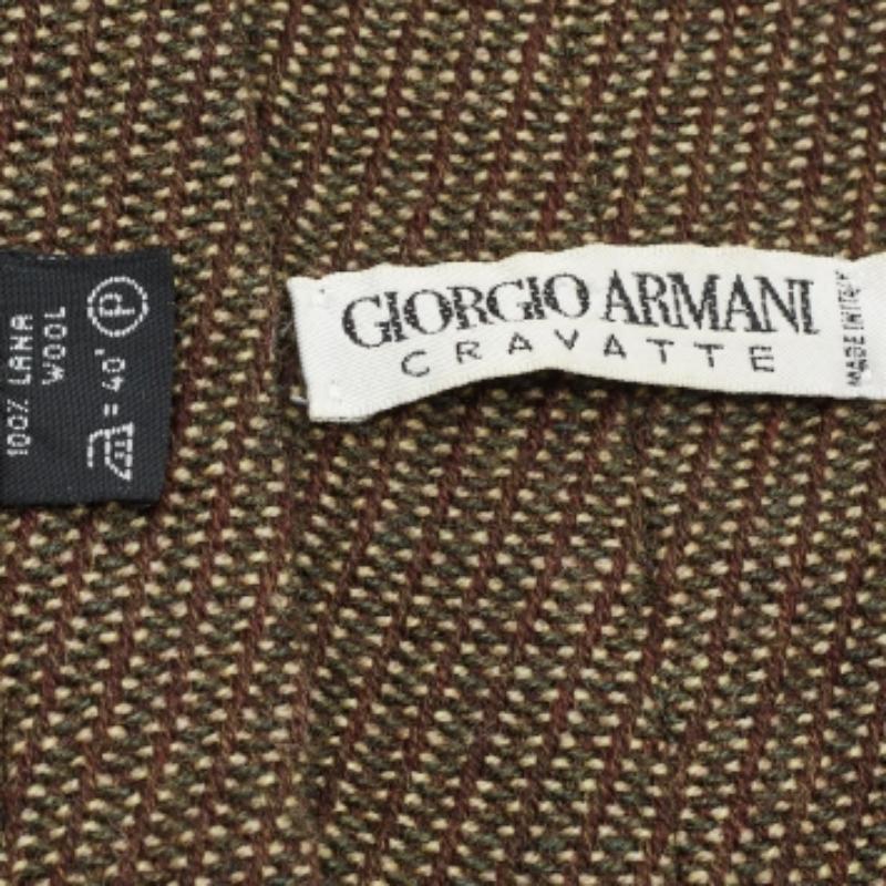 Giorgio Armani Vintage Braun Wolle gestrickt Traditionelle Krawatte im Angebot 2