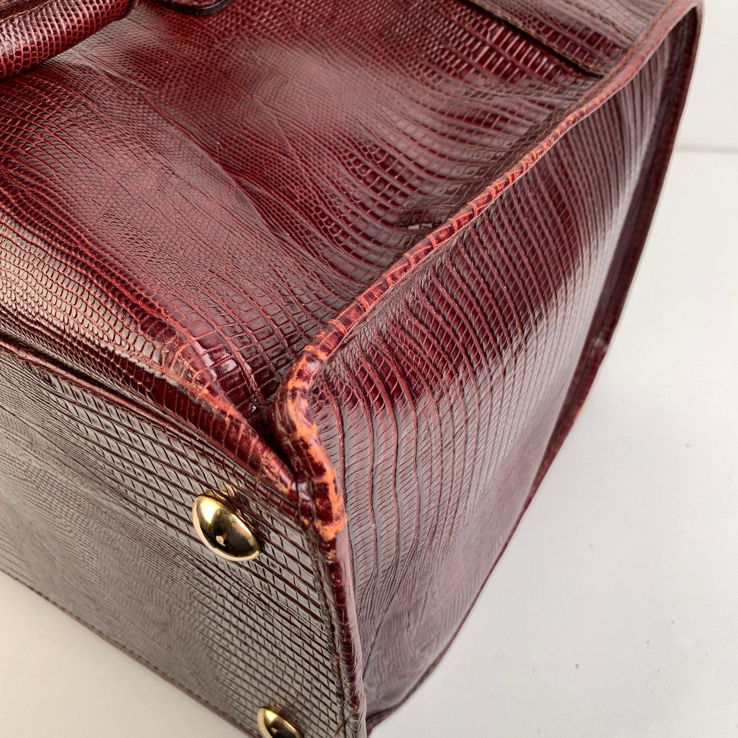 Giorgio Armani Vintage Burgundy Leather Travel Carry On Beauty Bag 2
