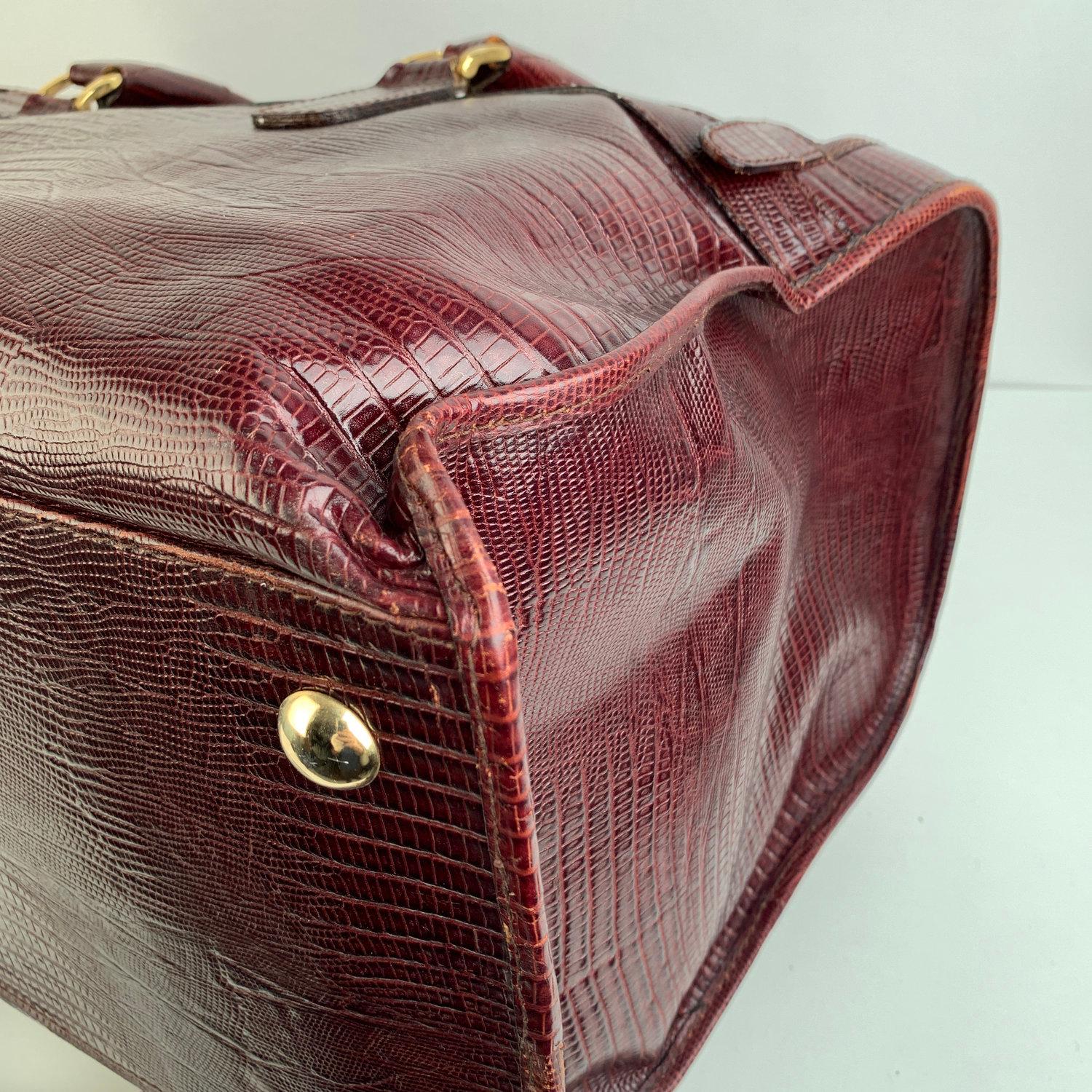 Giorgio Armani Vintage Burgundy Leather Travel Carry On Beauty Bag 3