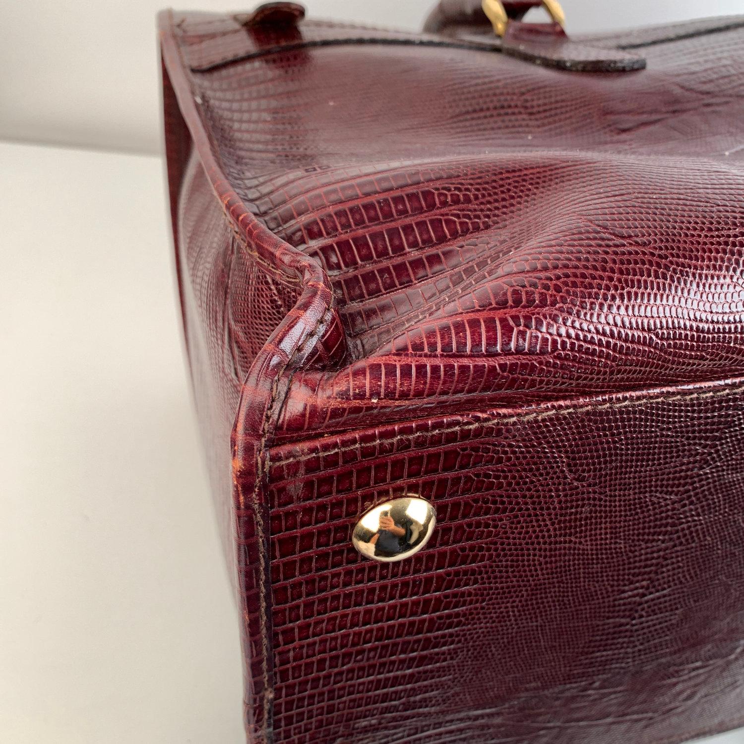 Giorgio Armani Vintage Burgundy Leather Travel Carry On Beauty Bag 4