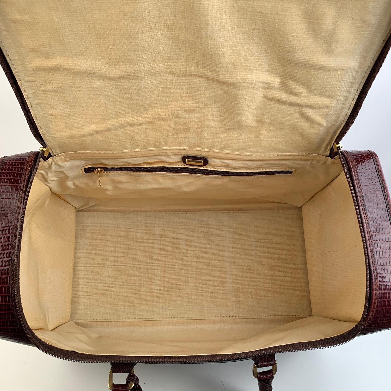 Giorgio Armani Vintage Burgundy Leather Travel Carry On Beauty Bag 5