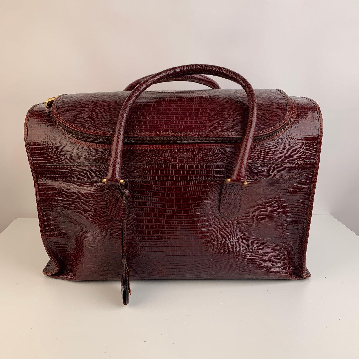Giorgio Armani Vintage Burgundy Leather Travel Carry On Beauty Bag 9