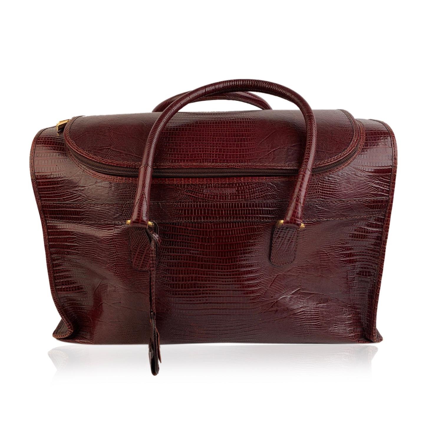 Giorgio Armani Vintage Burgundy Leather Travel Carry On Beauty Bag 10