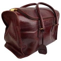 Giorgio Armani Vintage Burgundy Leather Travel Carry On Beauty Bag