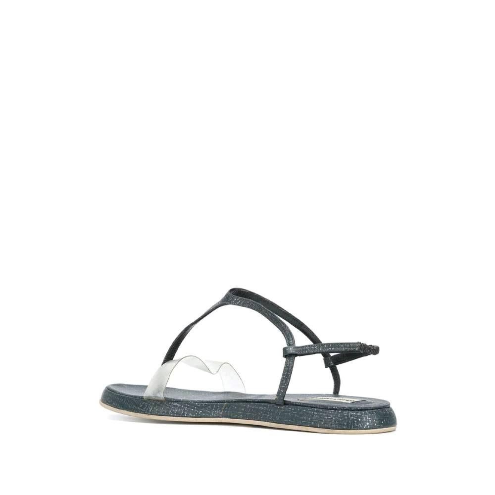 Giorgio Armani Vintage coated leather 90s sandals In Good Condition For Sale In Lugo (RA), IT