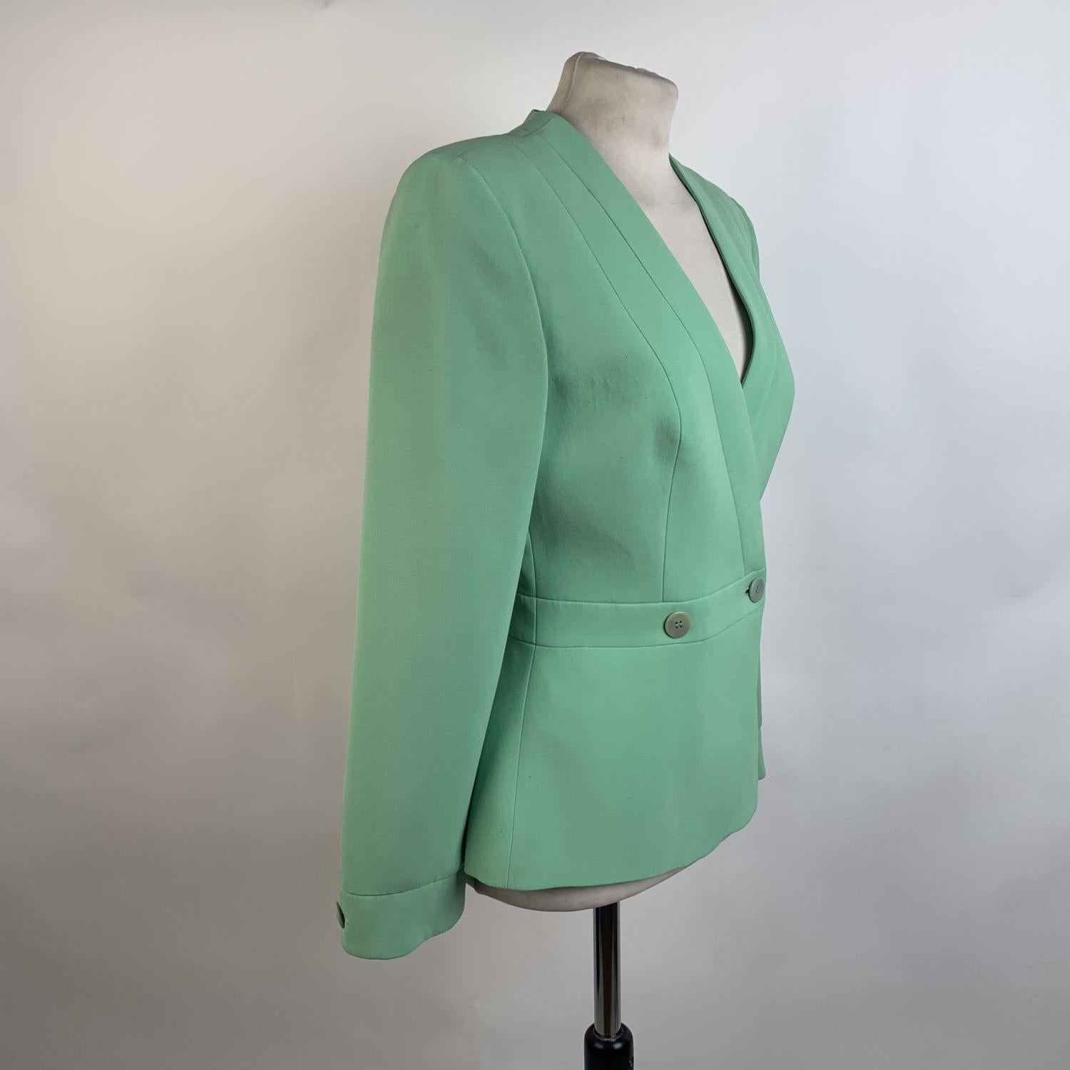 Gray Giorgio Armani Vintage Green Silk Double Breasted Blazer Size 38