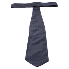 Giorgio Armani Vintage Grey Diagonal Striped Silk Traditional Tie