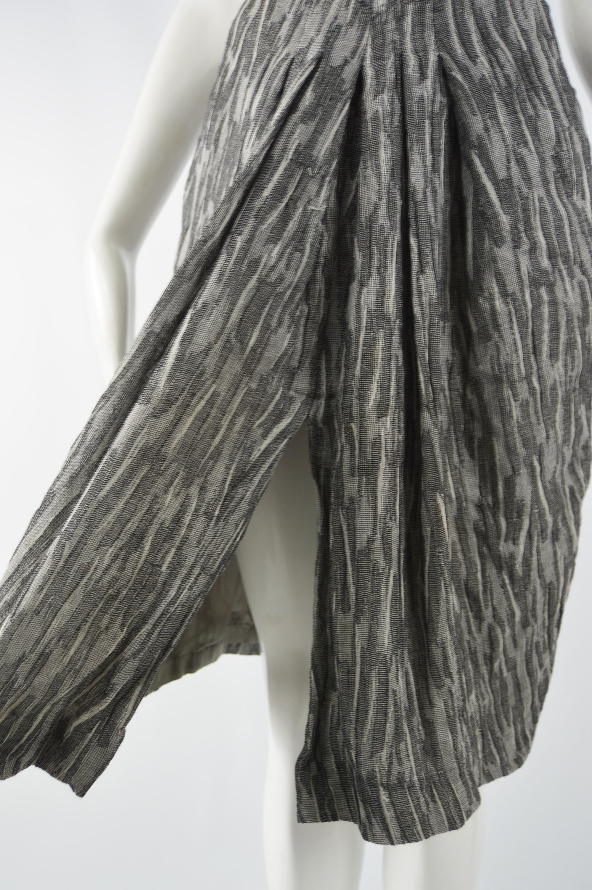 Gray Giorgio Armani Vintage Grey Wool Gauze Skirt