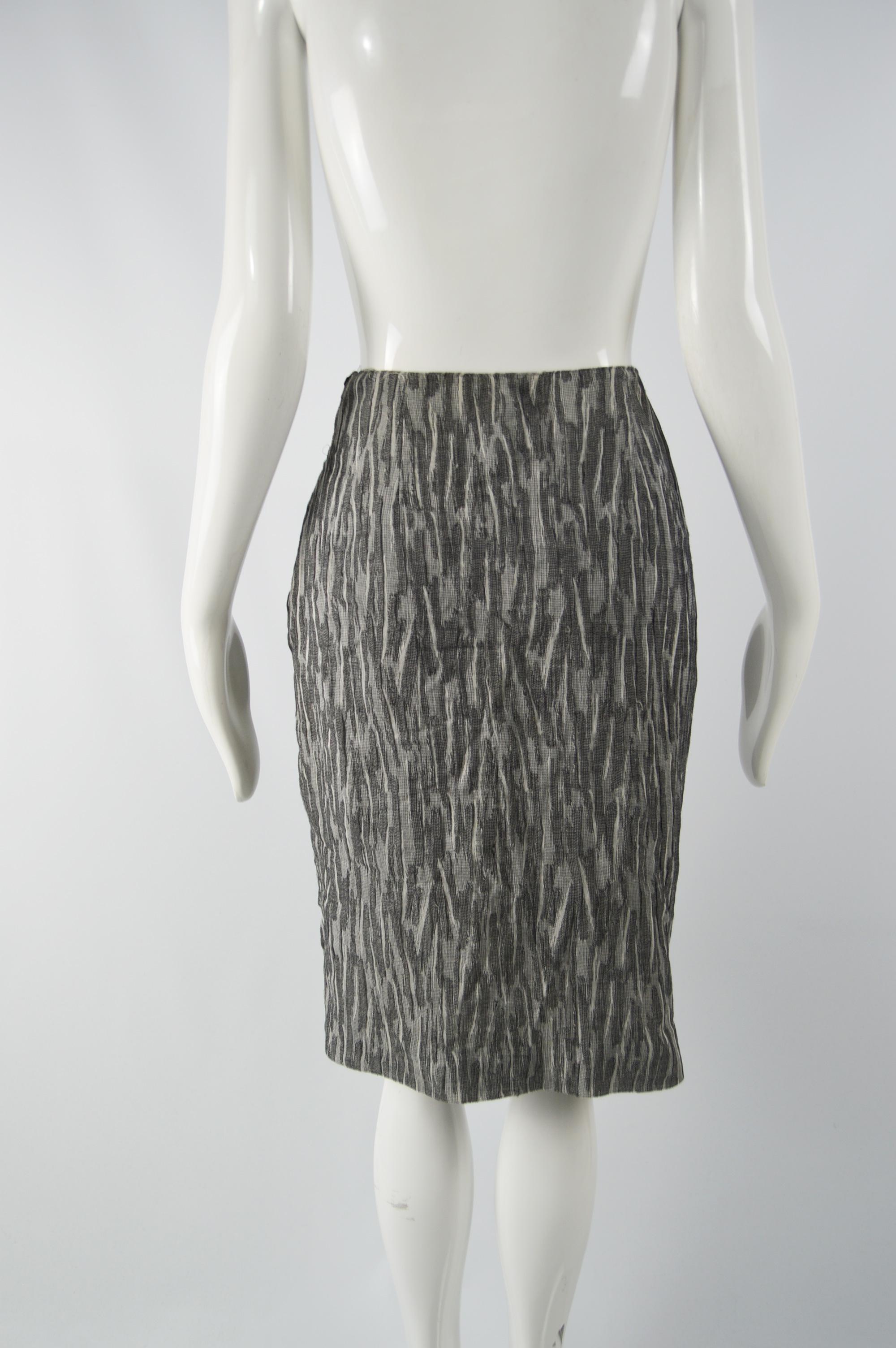 Women's Giorgio Armani Vintage Grey Wool Gauze Skirt For Sale