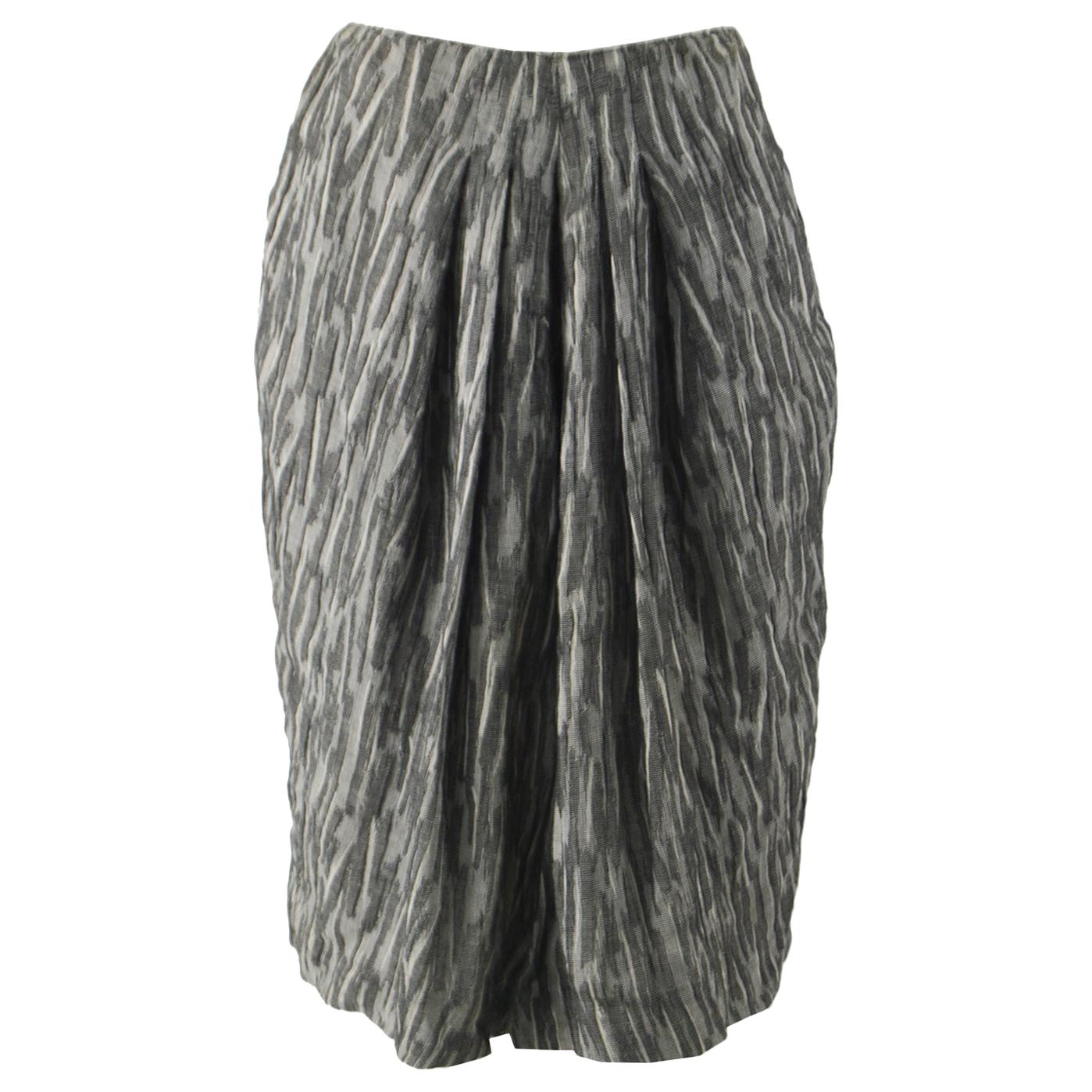 Giorgio Armani Vintage Grey Wool Gauze Skirt For Sale