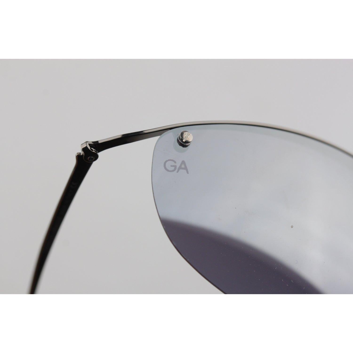 Gray Giorgio Armani Vintage Half-Rim Wrap Sunglasses 1542 125mm New Old Stock